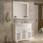 Комплект мебели ASB-Woodline Бергамо 85 витраж белый массив ясеня