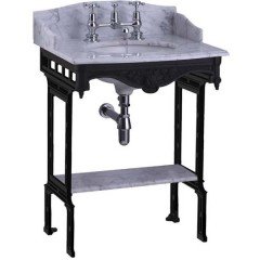 Раковина Burlington Sarah мраморная с подстольем из черного алюминия с полкой