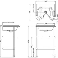 Раковина Burlington Clearwater 55 с хромированным подстольем