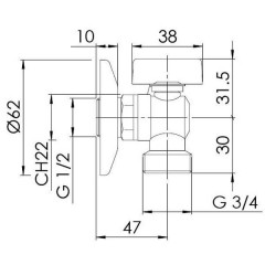 Кран угловой для стиральной машины Nobili AV00121/1CR