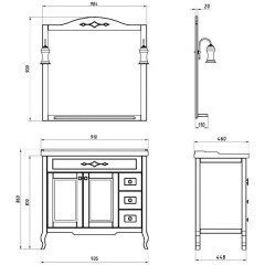 Комплект мебели ASB-Woodline Флоренция квадро 90 чёрный массив ясеня