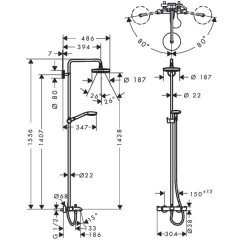 Душевой гарнитур Hansgrohe Croma Select S 180 2jet 27351400