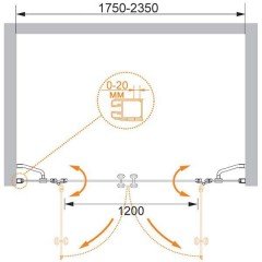 Душевая дверь Cezares Elena ELENA-W-B-22-180-C-Cr