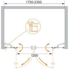 Душевая дверь Cezares Elena ELENA-W-B-22-180-P-Cr