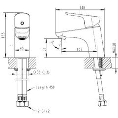 Смеситель для раковины Bravat Drop F14898C-1