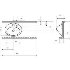 Раковина мебельная Акватон Отель 100 L 1A70073NOT01L