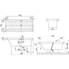 Ванна акриловая Villeroy & Boch Squaro UBQ170SQR2V-96