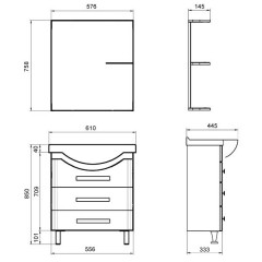 Комплект мебели ASB-Mebel Магнолия 60-3Н