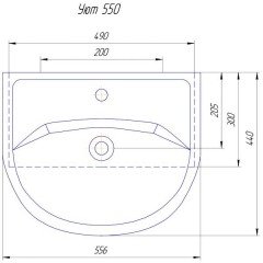 Тумба с раковиной Style Line Жасмин-2 55 чёрный