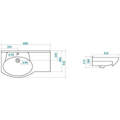 Раковина мебельная Santek Коралл 82 R 1WH110228