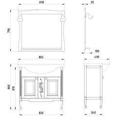 Комплект мебели ASB-Woodline Модена 85 орех массив ясеня