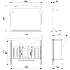 Комплект мебели ASB-Woodline Модена 105 белый массив ясеня