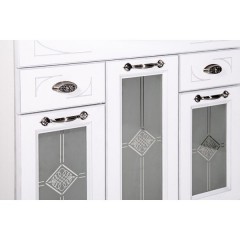 Комплект мебели ASB-Woodline Бергамо 85 витраж белый массив ясеня