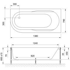Ванна акриловая Royal Bath Azur RB614200 140x80 R