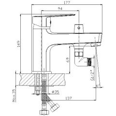 Смеситель для акриловых ванн Rossinka Silvermix S35-38