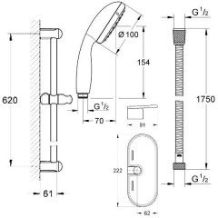 Набор для ванной комнаты Grohe Eurosmart Grohtherm 800 124422