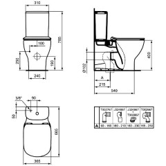 Унитаз Ideal Standard Tesi AquaBlade T008201+T356801+T352701