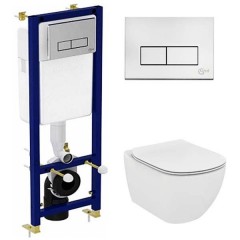 Инсталляция Ideal Standard W3710AA + унитаз Ideal Standard Tesi AquaBlade T007901 с сиденьем
