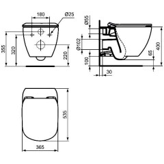 Инсталляция Ideal Standard W3710AA + унитаз Ideal Standard Tesi AquaBlade T007901 с сиденьем
