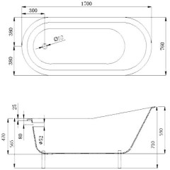 Ванна чугунная Magliezza Gracia WH 170x76