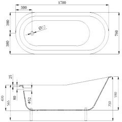 Ванна чугунная Magliezza Gracia RAL WH 170x76