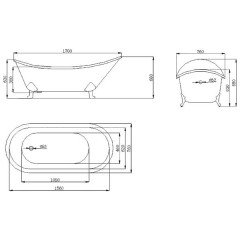 Ванна чугунная Magliezza Maria WH 170x76