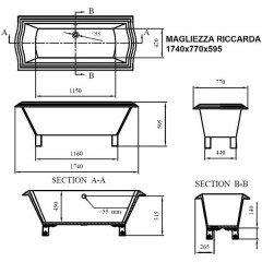 Ванна акриловая Magliezza Riccarda CR 174x77