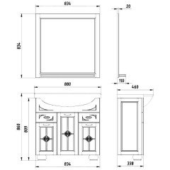 Комплект мебели ASB-Woodline Бергамо 85 белый массив ясеня