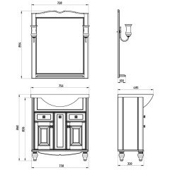 Тумба с раковиной ASB-Woodline Верона 75 бежевый массив ясеня