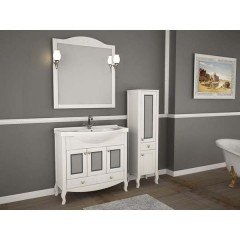 Зеркало ASB-Woodline Флоренция 85 белый массив ясеня