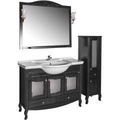 Комплект мебели ASB-Woodline Флоренция витраж 105 чёрный массив ясеня