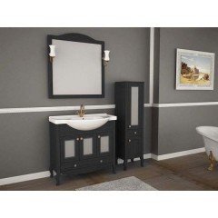 Комплект мебели ASB-Woodline Флоренция витраж 105 чёрный массив ясеня