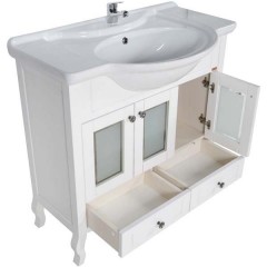 Зеркало ASB-Woodline Флоренция 105 белый массив ясеня