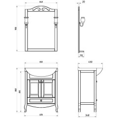 Тумба с раковиной ASB-Woodline Флоренция 65 белый массив ясеня