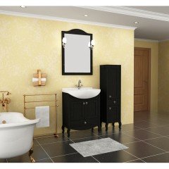 Тумба с раковиной ASB-Woodline Флоренция 65 чёрный массив ясеня