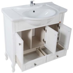 Тумба с раковиной ASB-Woodline Флоренция 85 белый массив ясеня