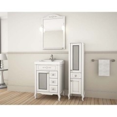 Тумба под раковину ASB-Woodline Флоренция квадро 60 белый массив ясеня
