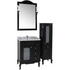 Зеркало ASB-Woodline Флоренция квадро 60 чёрный массив ясеня