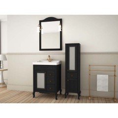 Зеркало ASB-Woodline Флоренция квадро 60 чёрный массив ясеня