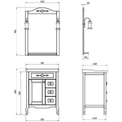 Зеркало ASB-Woodline Флоренция квадро 60 чёрный массив ясеня