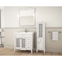 Зеркало ASB-Woodline Флоренция квадро 80 белый массив ясеня