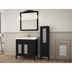 Зеркало ASB-Woodline Флоренция квадро 80 чёрный массив ясеня