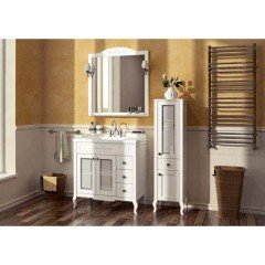 Тумба с раковиной ASB-Woodline Флоренция квадро 80 белый массив ясеня