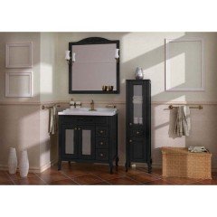 Тумба с раковиной ASB-Woodline Флоренция квадро 80 чёрный массив ясеня