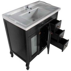 Тумба с раковиной ASB-Woodline Флоренция квадро 80 чёрный массив ясеня