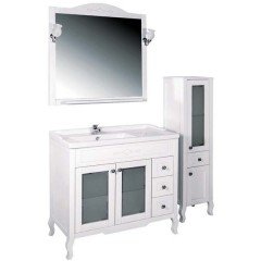 Зеркало ASB-Woodline Флоренция квадро 90 белый массив ясеня