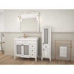 Зеркало ASB-Woodline Флоренция квадро 90 белый массив ясеня