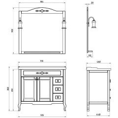 Зеркало ASB-Woodline Флоренция квадро 90 бук тироль массив ясеня