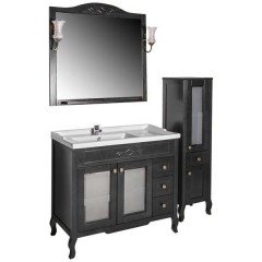 Зеркало ASB-Woodline Флоренция квадро 90 чёрный массив ясеня