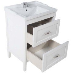Тумба с раковиной ASB-Woodline Римини 60 белый массив ясеня